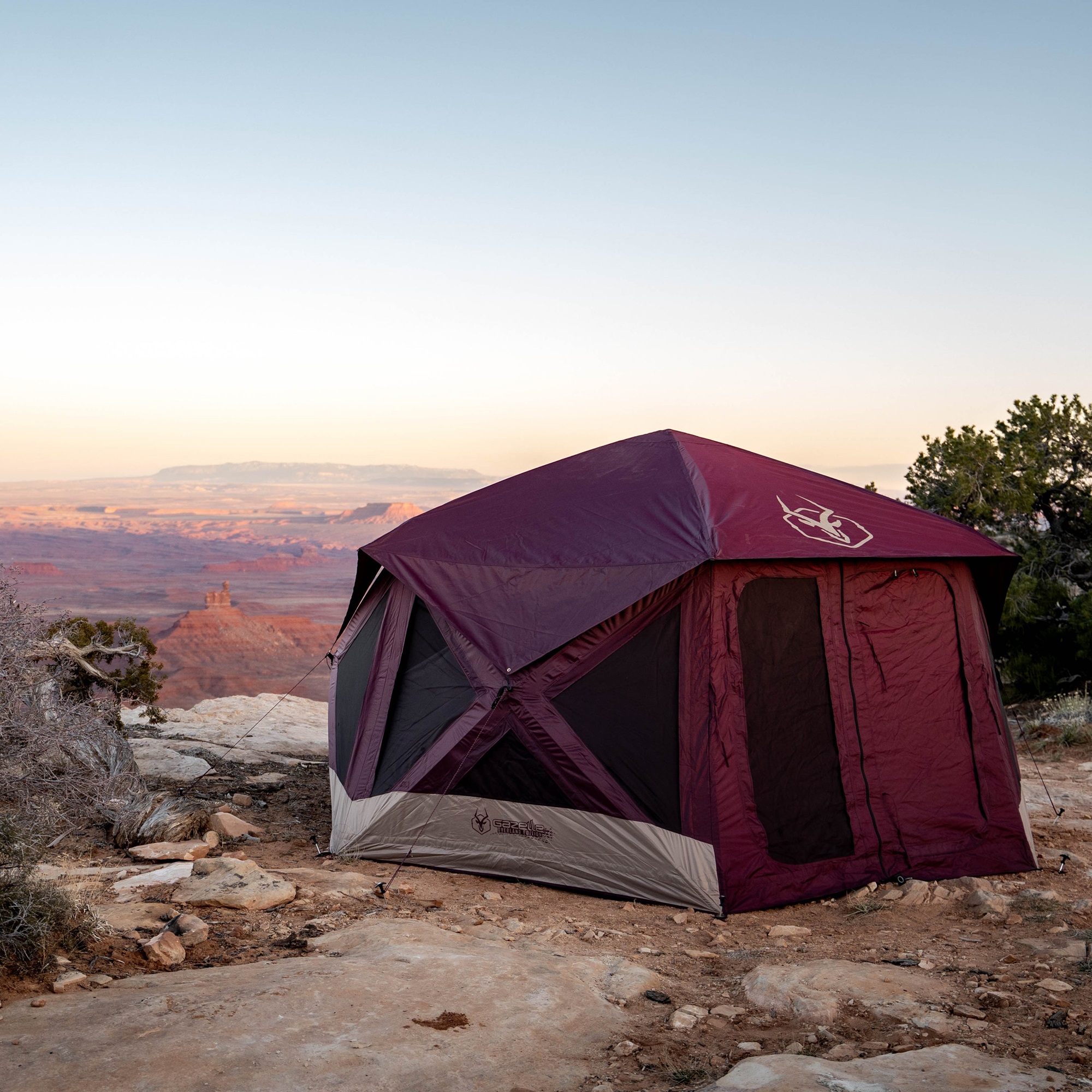 Gazelle Tents T-Hex Hub Tent Overland Edition Burgundy Sky - Lake
