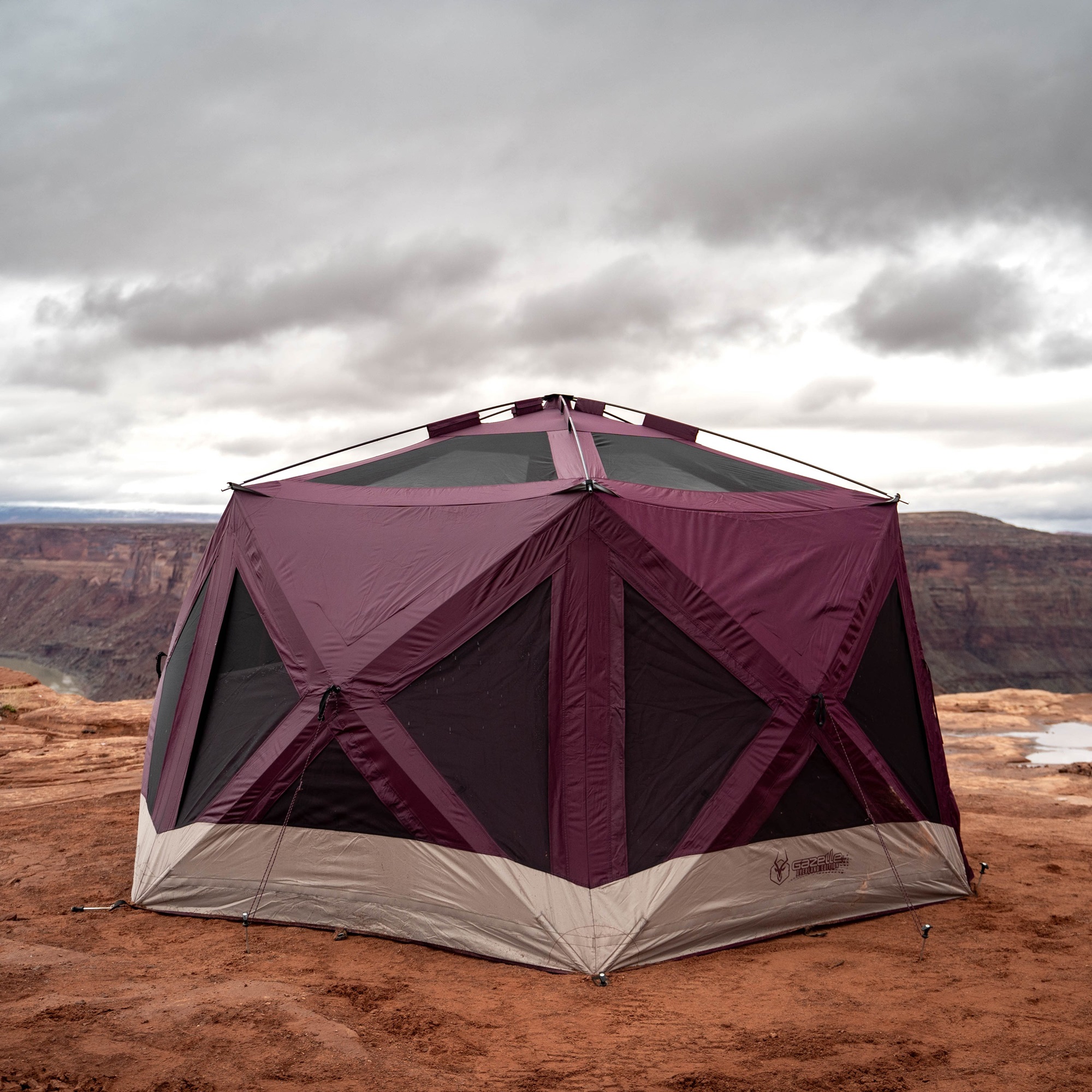 Gazelle Tents T-Hex Hub Tent Overland Edition Burgundy Sky - Lake
