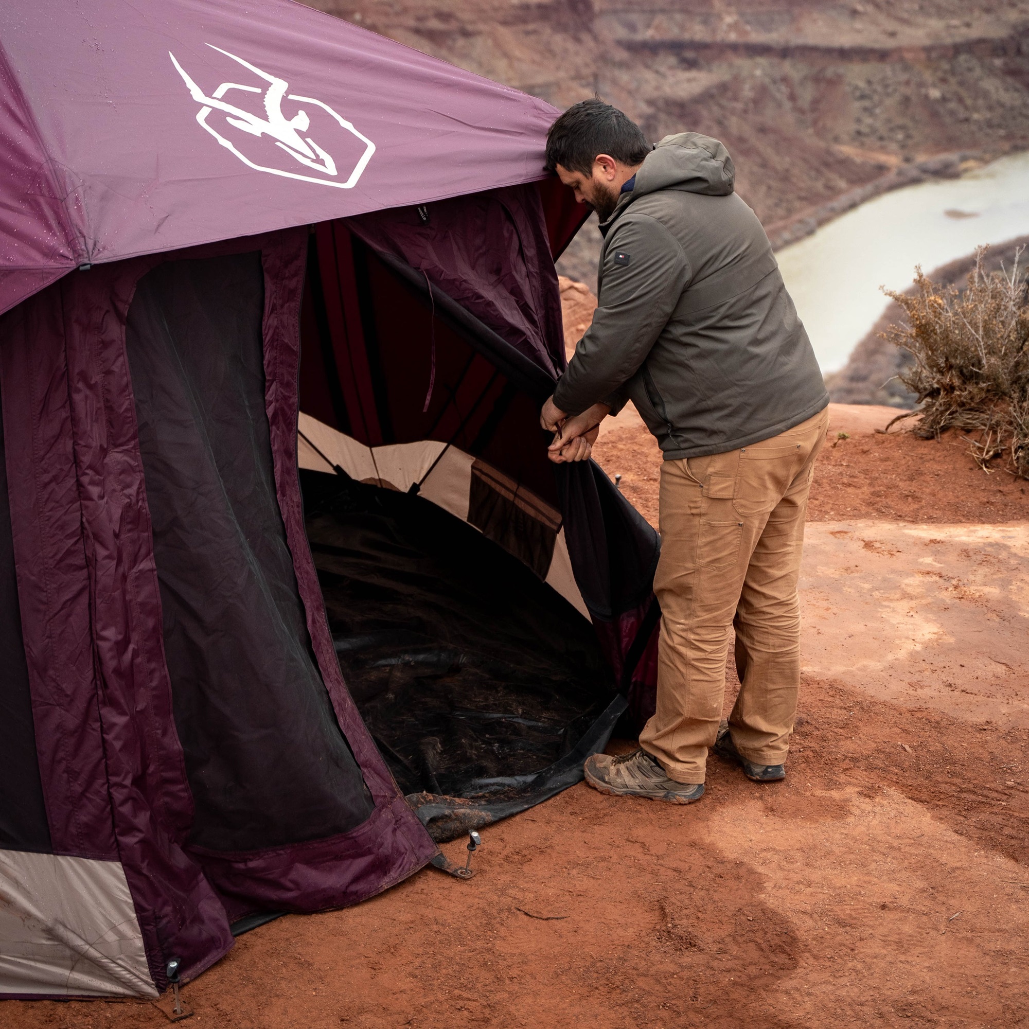 Gazelle Tents T-Hex Hub Tent Overland Edition Burgundy Sky - Lake